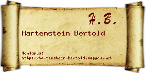 Hartenstein Bertold névjegykártya